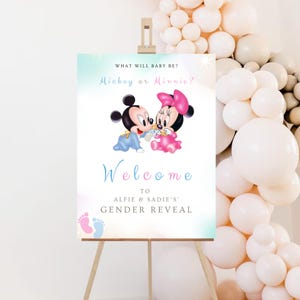 Printable MICKEY Or MINNIE Gender Reveal Welcome Board. Custom Mickey Or Minnie Welcome Sign. Boy or Girl Poster. Gender Reveal Party MM1