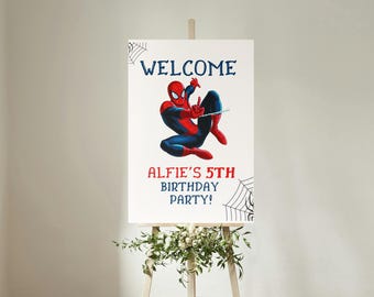 Spiderman Birthday Welcome Sign: Editable Party Poster (Digital Download)
