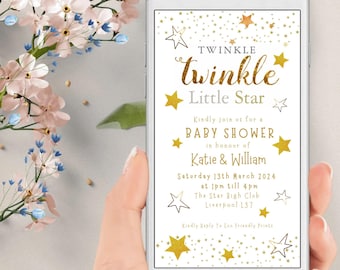 Twinkle Twinkle Little Star Baby Shower Invitation, Electronic Evite (Digital Download)