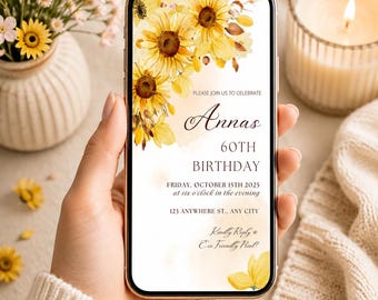 Electronic Birthday Invitation Template: Sunflower Party Evite (Digital Download)