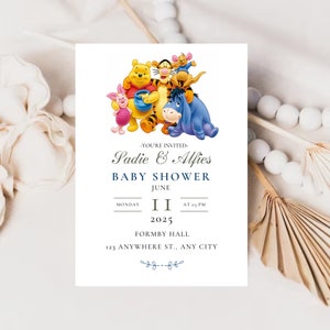Editable Winnie the Pooh Baby Shower Invitation (Digital Download) #CP