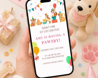 Dog Birthday Invitation template, Puppy Birthday Invitation, Dog Invitation, Dog Puppy Evite