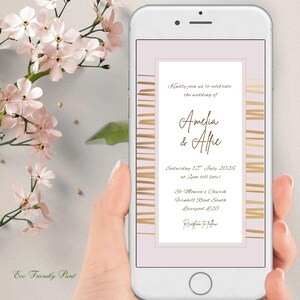 Electronic Wedding Invitation, Wedding Evite Pink Gold, Monogram Wedding Whatsapp, SMS Text Wedding eCard Invite, MH