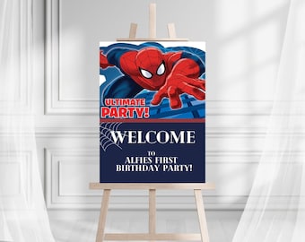 Editable Spiderman Birthday Welcome Sign Boy Spiderman Party Spiderman Decor Superhero Spiderman Welcome Template PRINTABLE Canva