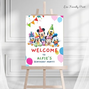 Editable Mickey Birthday Welcome Sign Boy Mickey Party Mickey Decor Mickey Welcome Template PRINTABLE Canva