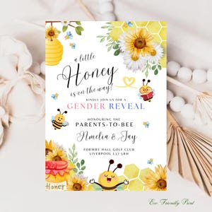 Bee Gender Reveal Invitation, Editable What Will Baby Bee Invite Template, Honey Bee Invite Printable, Bumble Bee, Instant Download