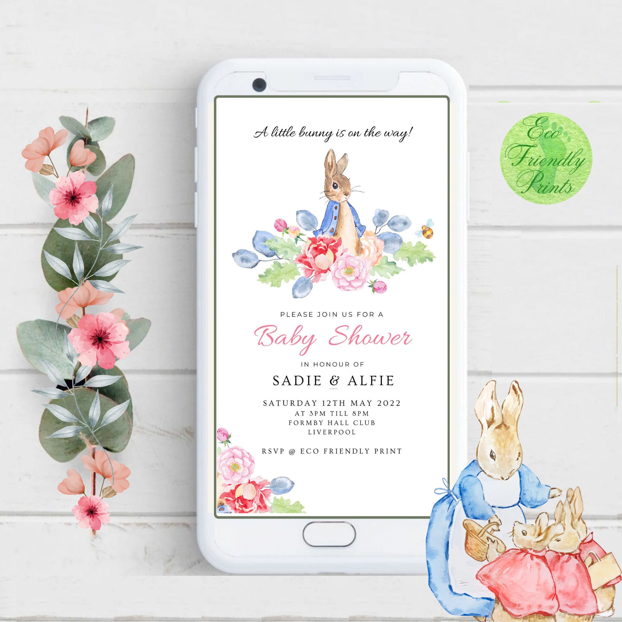 Editable Peter Rabbit Welcome Sign Baby Shower Baby Girl, Baby Girl ...