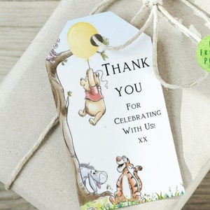 Etichetta modificabile per bomboniere Winnie the Pooh, etichetta di compleanno neutra per orsetto Pooh, etichette per feste di Winnie the Pooh, modello stampabile, download digitale, PYB