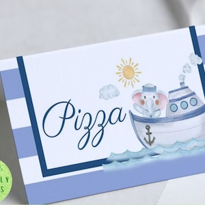 NAUTICAL FOOD TENT Cards Instant download Anchor Food Labels Editable Nautical Food Tent Cards Nautical Table Place cards Download Canva NT1