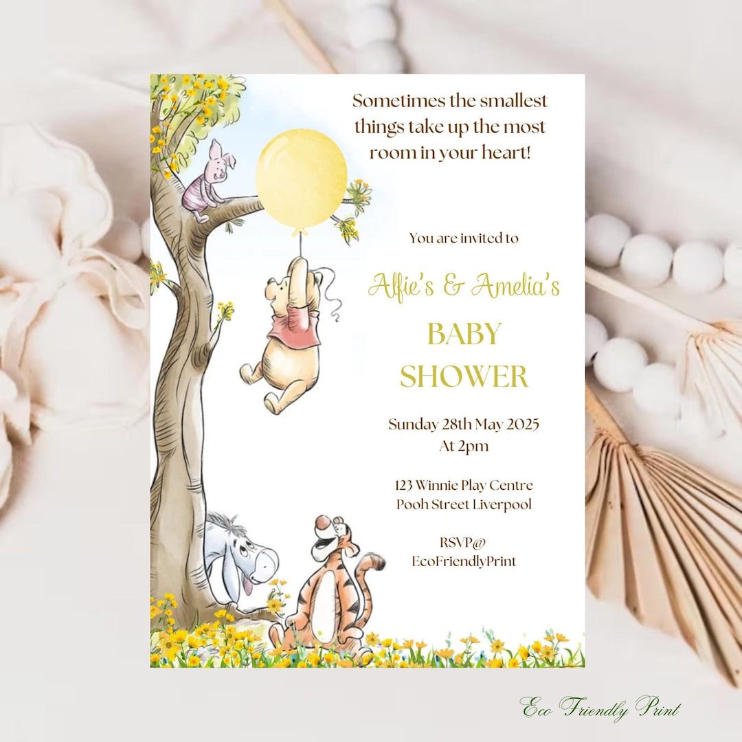 Winnie the Pooh Baby Shower Invitation: Editable Template (digital
