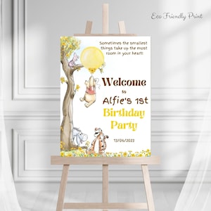 Editable Winnie The Pooh Welcome Sign Pooh Birthday Gender Neutral Winnie The Pooh Party Decor  Printable Template Instant Download PYB