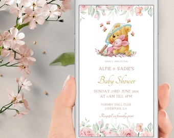 Winnie Puuh Baby Shower Einladung, Mädchen elektronische Einladung (Instant Download) FP