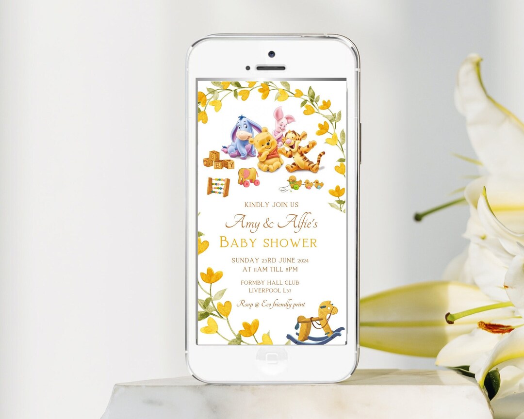 Winnie the Pooh Evite Winnie the Pooh Gender Neutral Evite Winnie the