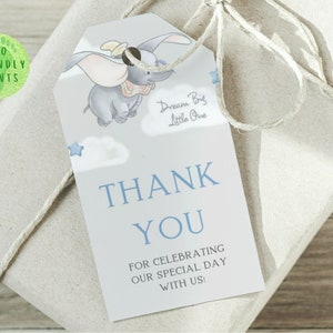 Editable Dumbo Favor Tags: Baby Shower Thank You (Digital Download) #BDB