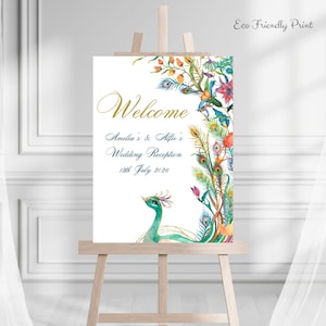 Editable Peacock Welcome Sign Peacock Birthday Girl Peacock Party Decor Editable Template Printable Sign