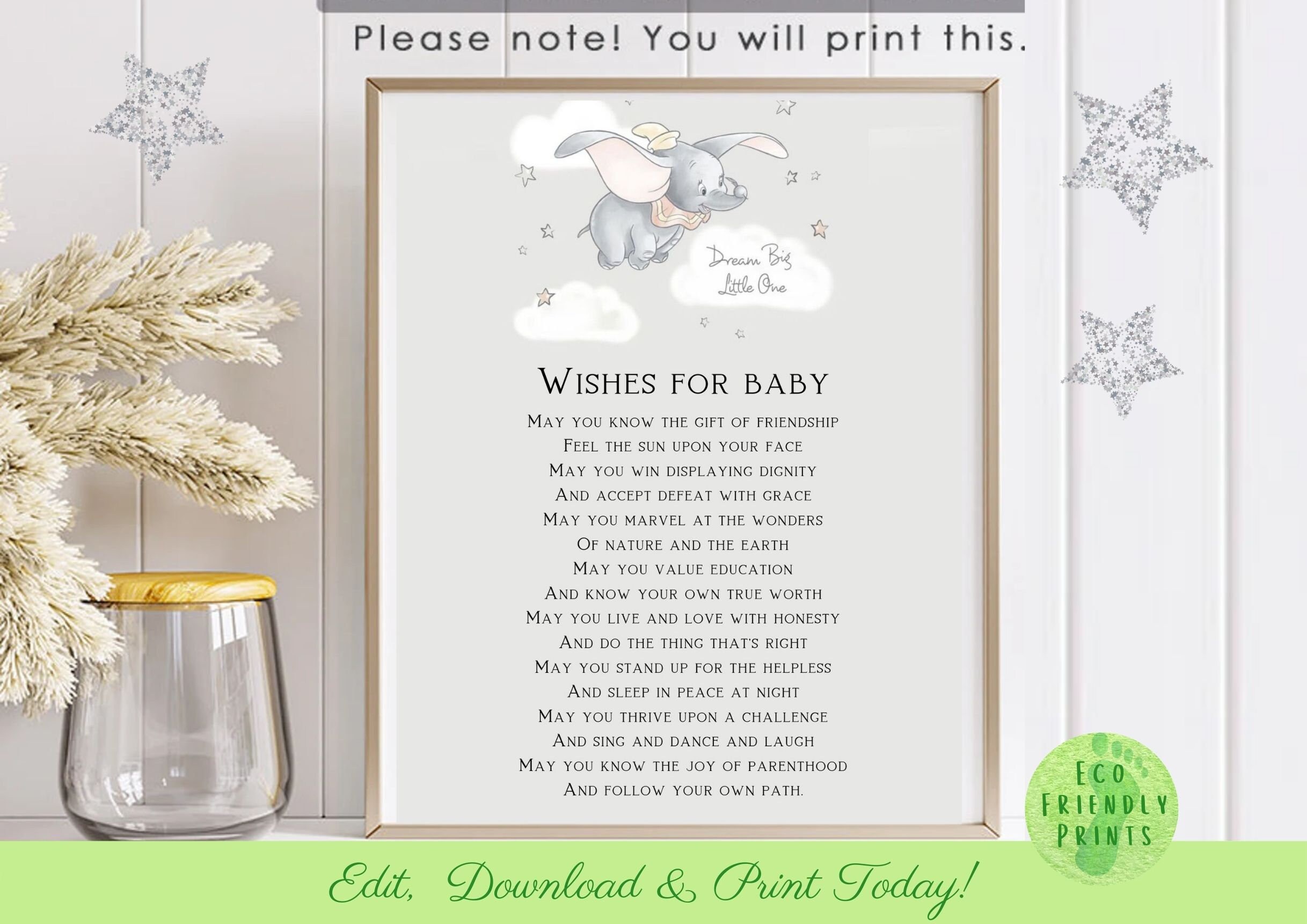 Editable Dumbo Favor Tags Dumbo Gift Tag Instant Download - Etsy