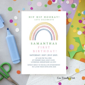 Rainbow Birthday Invitation, Girl Rainbow Party Invites, Rainbow Of Fun Party Invite, Editable Canva Template