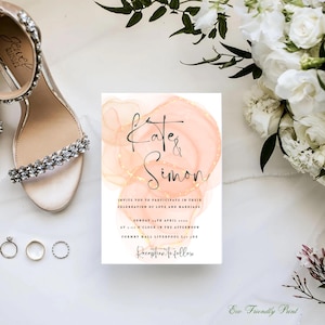 Marble Wedding Invitation Template, Pink Gold Wedding Editable DIY Template, Printable Luxury Wedding Invite Gold Luxe Digital Download