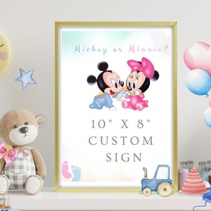 Printable MICKEY Or MINNIE Gender Reveal Party Sign. Custom Mickey Or Minnie Welcome Sign. Boy or Girl Poster. Gender Reveal Party MM1