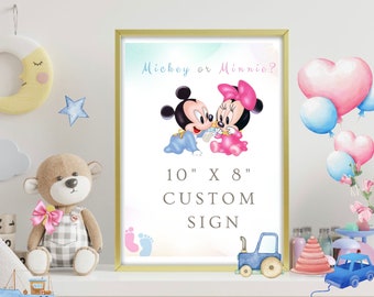 Mickey or Minnie Blue and Pink Custom Sign, Mickey Minnie Party Signage Decor, Digital File
