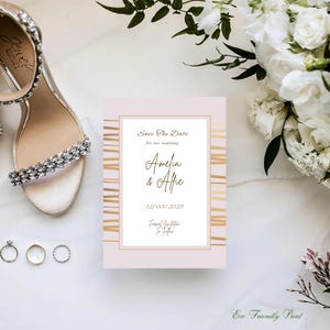 Pink and Gold Save The Date Invitation: Modern Printable Template (Digital Download) #MH