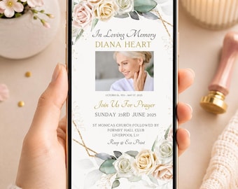 Electronic Funeral Invitation Template: Photo Memorial Service Evite (Digital Download)