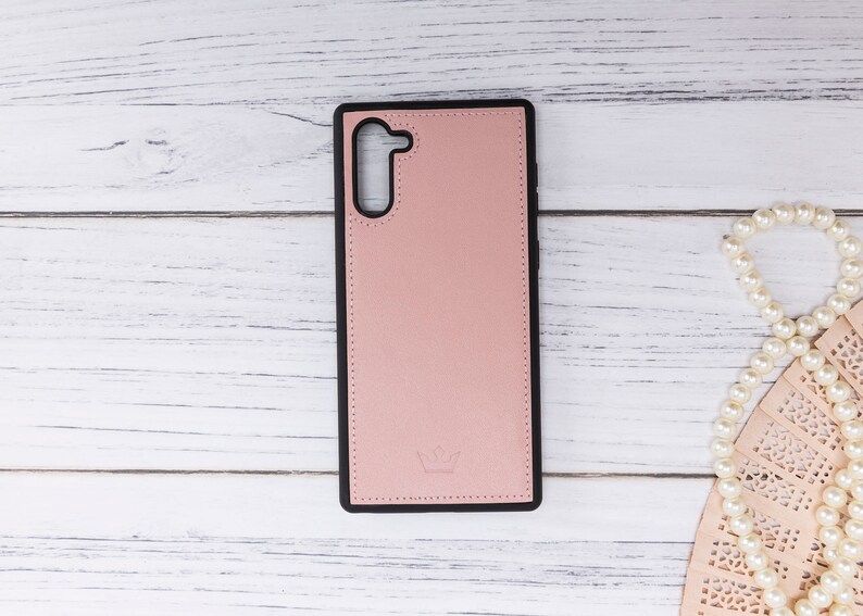 Pink Nude Samsung Galaxy Note 10 Premium Handmade Genuine Leather RFID Protection Cover Magic Wallet Case for Galaxy Note 10