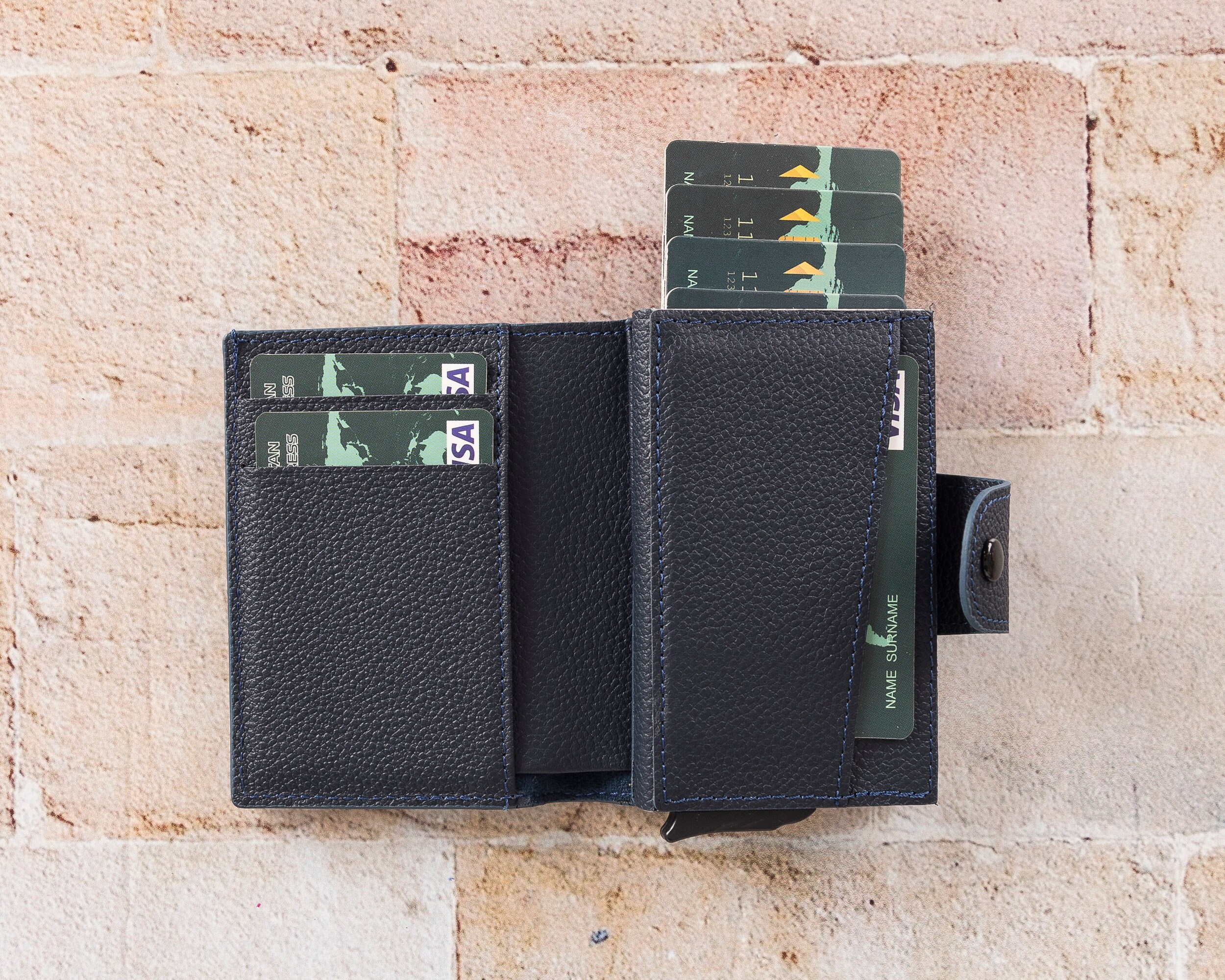 Personalized Leather Bifold Wallet RFID Pop Up Wallet with Etsy