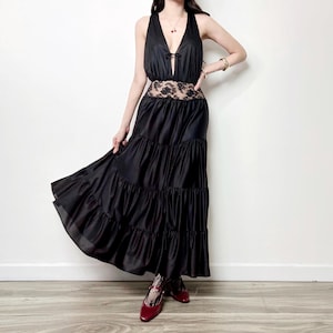 Long Sheer Lace Black Dress - Etsy