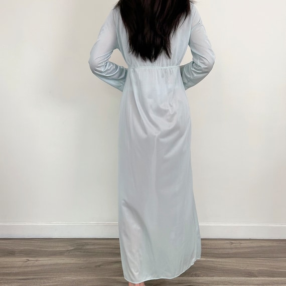 Sz M Vintage Baby Blue Ruffled Peignoir Nightgown… - image 5