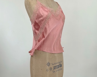 Sz S Vintage Victoria’s Secret Pink Lace Cami Top Satin Negligee Lingerie