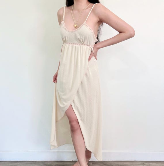 cream night dress Women's Gold / White Grace Satin Viscose Mini Nightdress Lace Cream | Extra Large