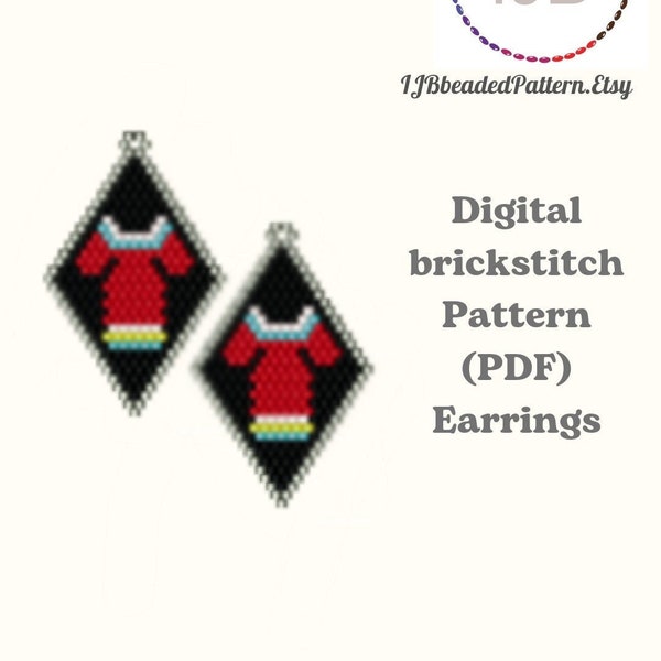 PDF pattern Red dress beaded earrings, Brick stitch pattern, Dress earrings pattern, PDF Instant Download