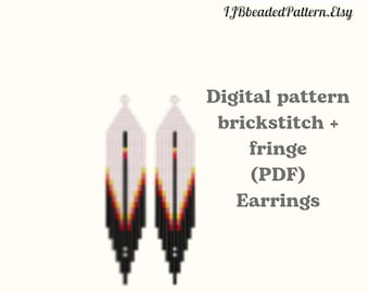 Feather Earrings Beading Pattern: Brick Stitch Fringe (PDF Download)