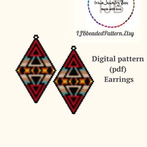 Colorful earrings pattern, PDF Brick Stitch scheme, Ethno earrings Seed Bead pattern, Miyuki Beading Pattern