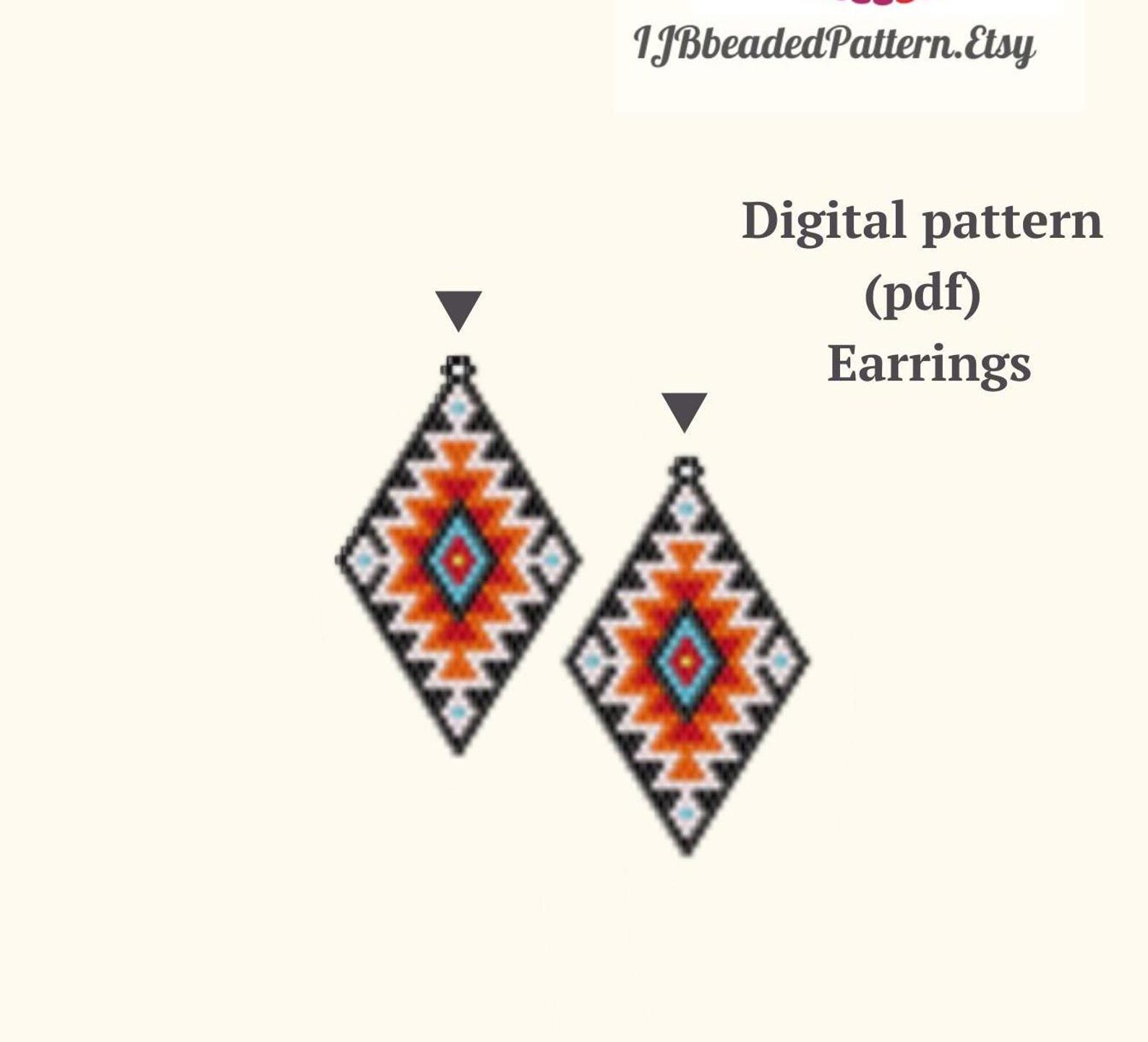 Dangle Earring Patterns 3 Pcs Earrings Pattern, PDF Brick Stitch Pattern, Beading Dangle ...