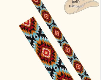 Modèles de métier à tisser de perles de bande de chapeau, PDF modèle de bande de chapeau de perles, modèle numérique de perles, téléchargement immédiat, Western