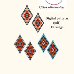 3 pcs earrings pattern, PDF Brick Stitch pattern, Beading dangle earrings pattern, Miyuki delika Seed Bead earrings scheme
