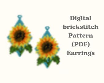 Mönster för solrosörhängen: Miyuki Brick Stitch Beading (PDF)