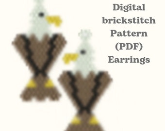 Eagle beaded earrings pattern, peyote earrings pattern, Seed Bead earring pattern, PDF Instant Download