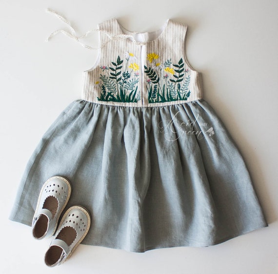 linen baby girl dress