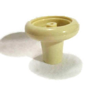 May include: A cream-colored plastic hookah bowl with a wide, flat top and a narrow, cylindrical base.
