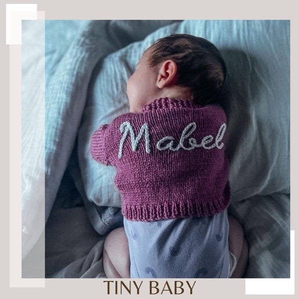 Tiny Baby | Hand Knitted Personalised Baby Cardigan. Colour as pictured.