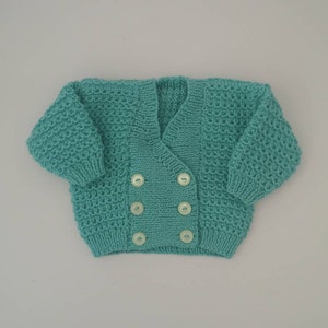 0-3 Months Mixed Colours Personalised Hand Knitted Baby Cardigans/Jumpers. Handmade and hand embroidered for a special gift or keepsake. Cardigan 3