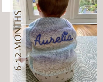 Mixed colours| 6-12 months Hand Knitted Personalised Baby Cardigan.