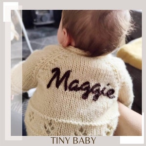 Tiny Baby | Hand Knitted Personalised Baby Cardigan. Colour as pictured.