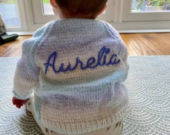 Name on knit | Cardigan | Jumper | handmade | Baby Gift | EXAMPLES ONLY - Do not purchase!