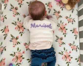 Personalised Baby Named Cardigan | Name on Knits | Personalised | Knitted | Baby Gift | EXAMPLES ONLY - Do not purchase!