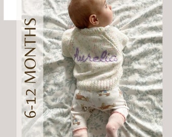 Mixed colours| 6-12 months Hand Knitted Personalised Baby Cardigan.