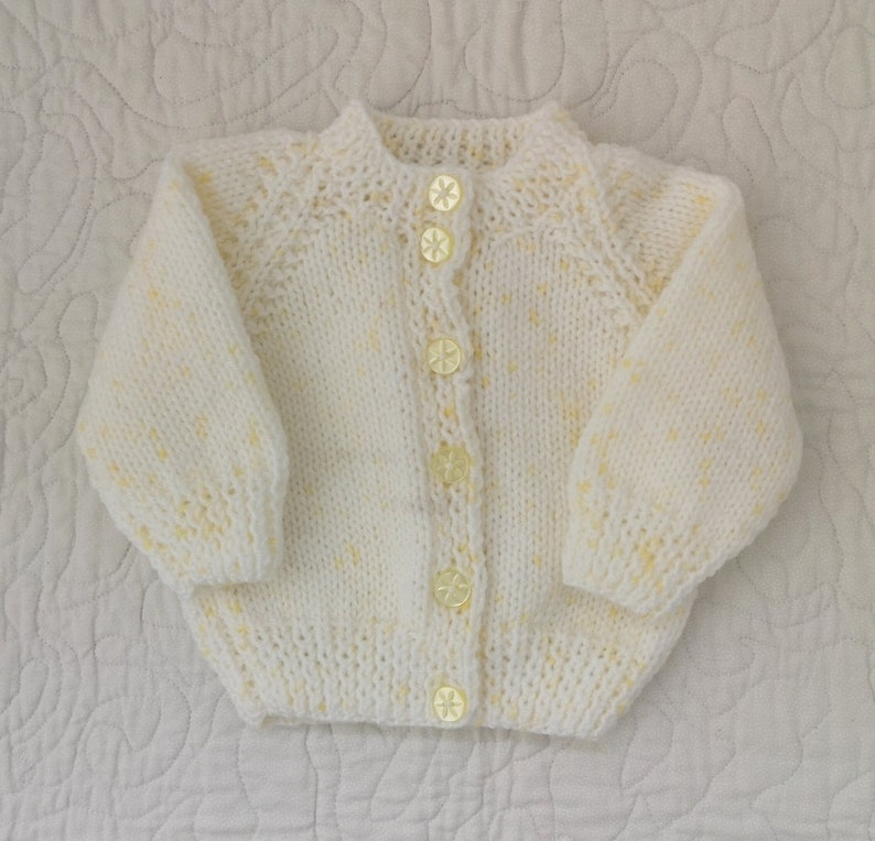 0-3 Months Mixed Colours Personalised Hand Knitted Baby Cardigans/Jumpers. Handmade and hand embroidered for a special gift or keepsake. Cardigan 1